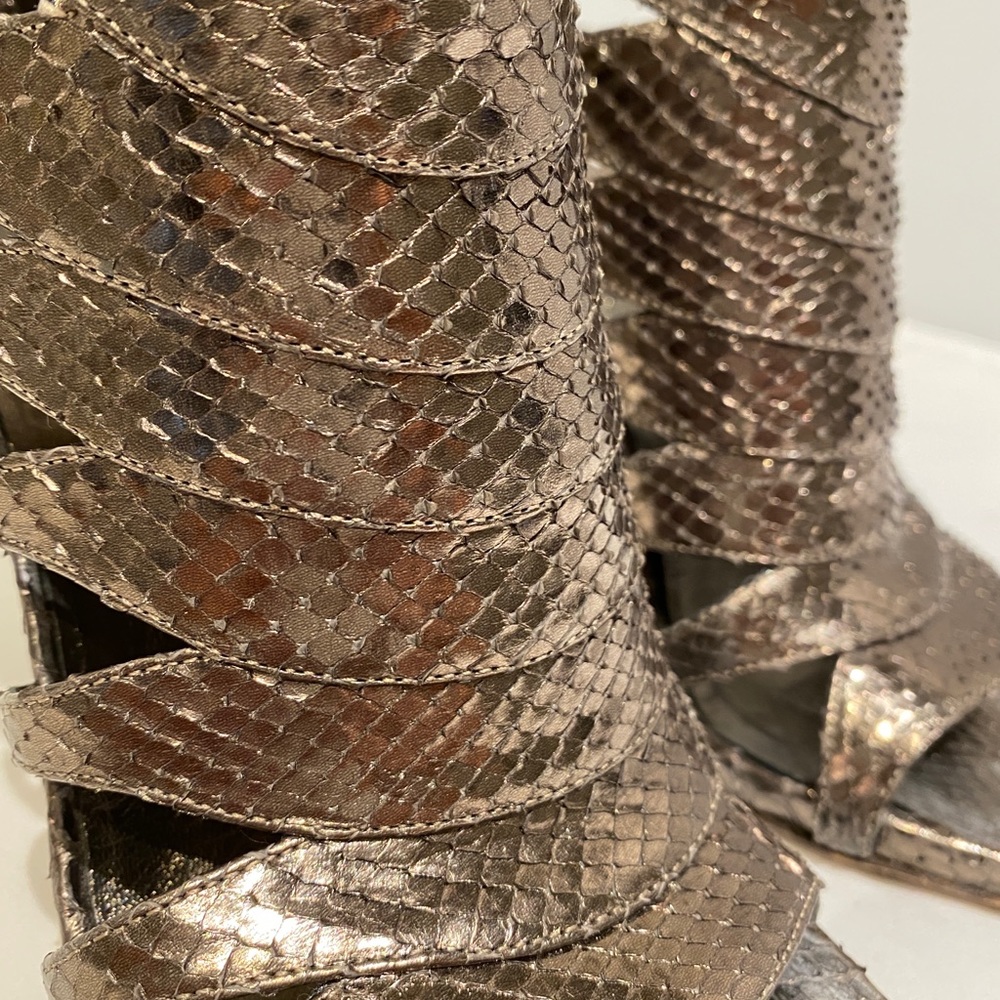 Gucci Metallic Bronze Pitone/Python Shootie Size 6 - image 4